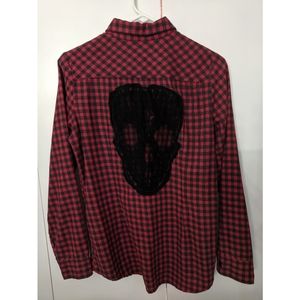 Hot Topic Red Lace Skull Flannel